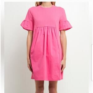 NWT English Factory Mixed Media Ruffled Short-Sleeve Mini Dress
